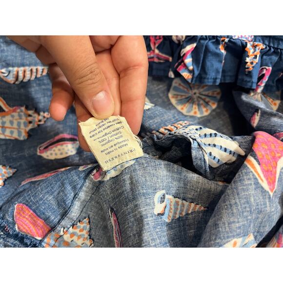 Print Fresh Womens Shoreline Dress Pintuck Beachcomber XL Blue Ruffle Hem - Picture 5 of 10